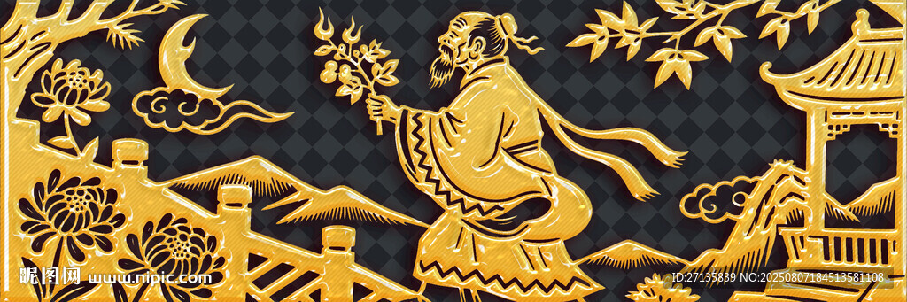 古代人物赏月图