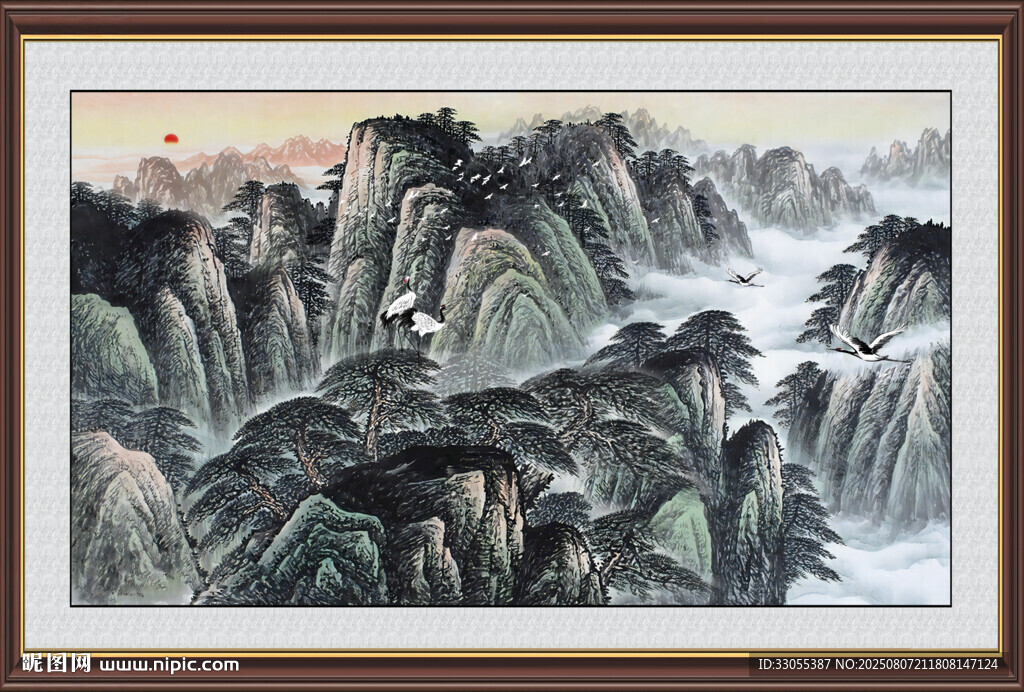 旭日东升山水画
