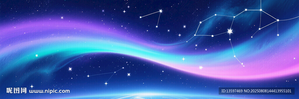 梦幻星空波浪背景图
