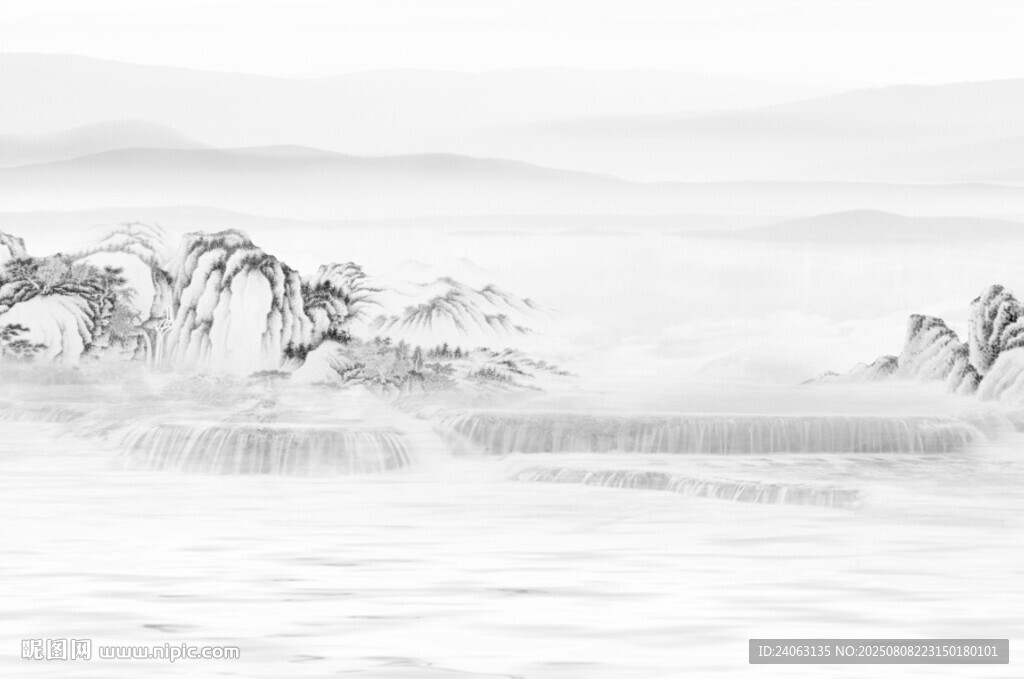 中式山水屏风画