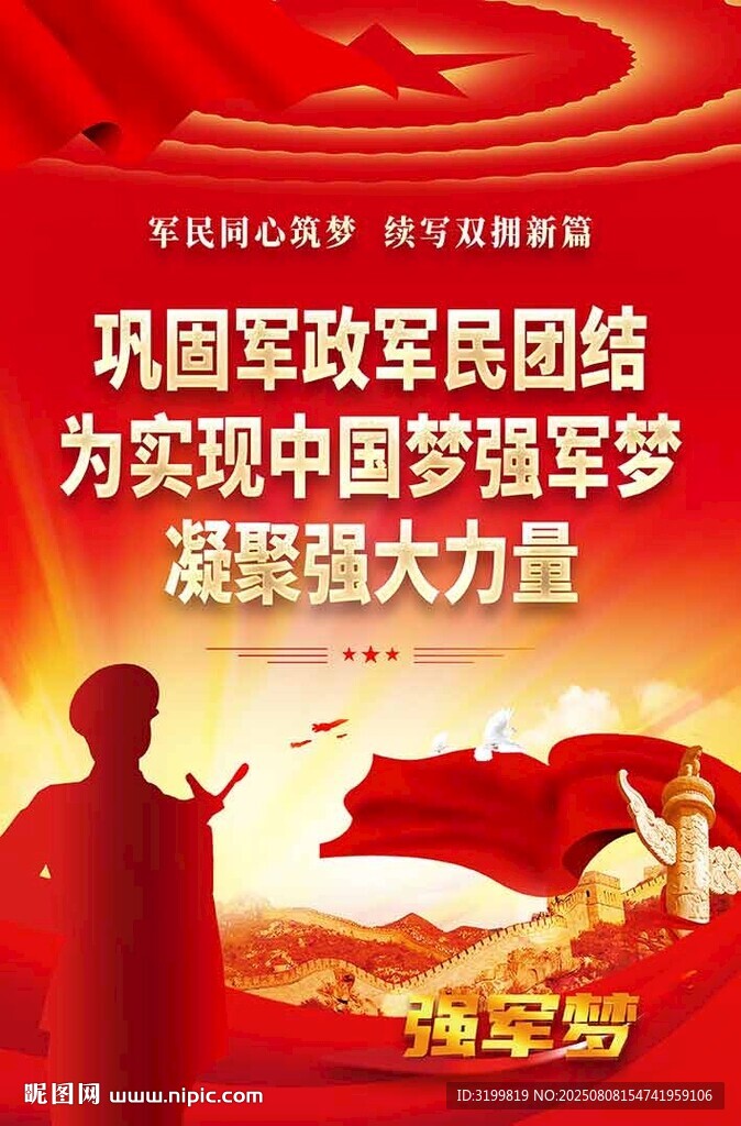 巩固军政军民团结海报