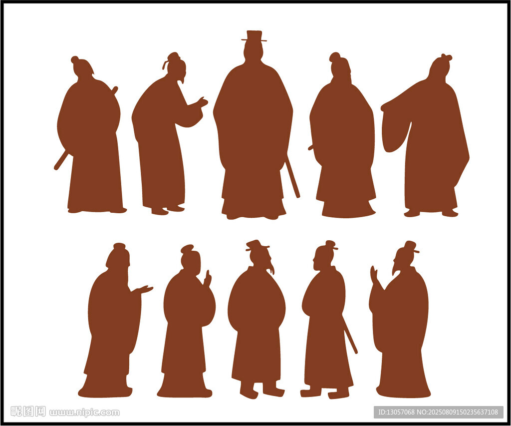 古代人物剪影造型展示