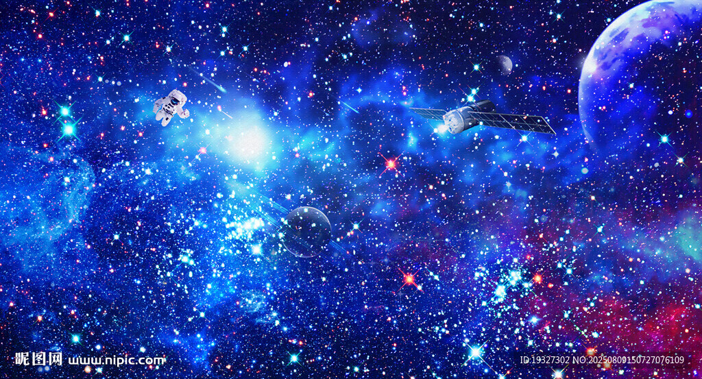 蓝色灯箱星空图 