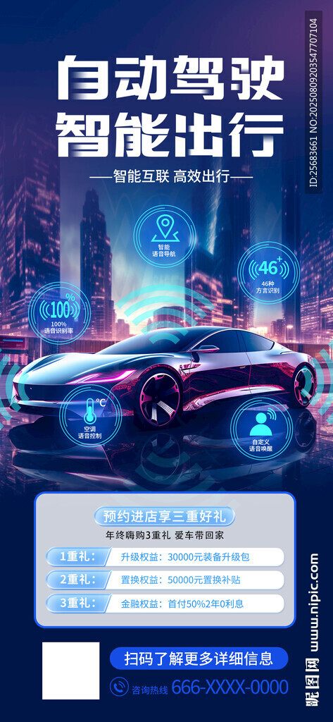 自动驾驶智能汽车宣传海报