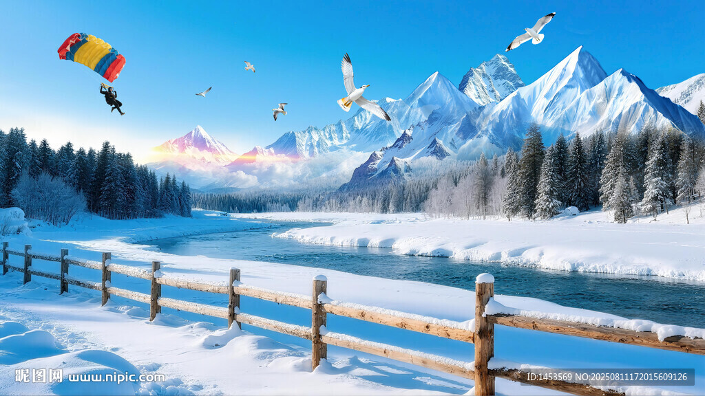 雪山下的草原