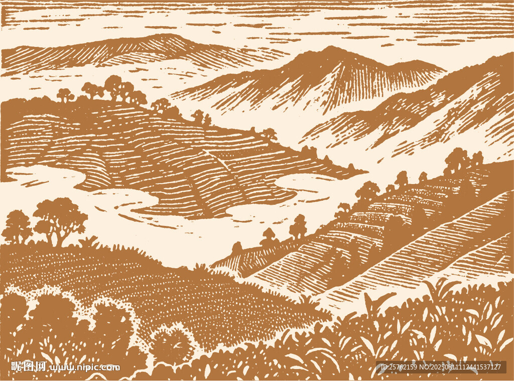 手绘山水