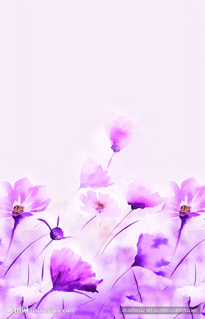 梦幻紫色花朵绽放画面