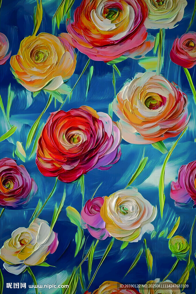 多彩花卉水彩画艺术作品