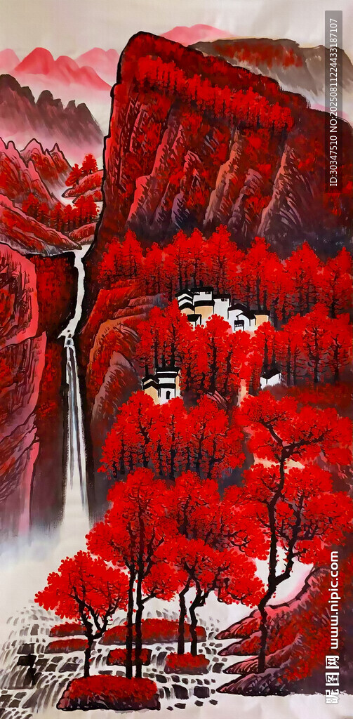 满山红江南水墨装饰画