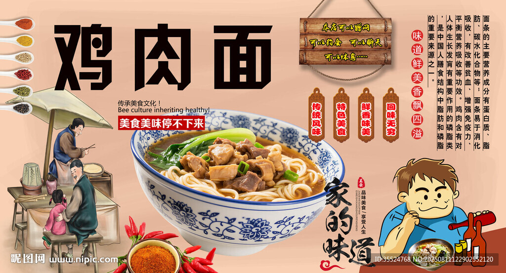 鸡肉面背景墙