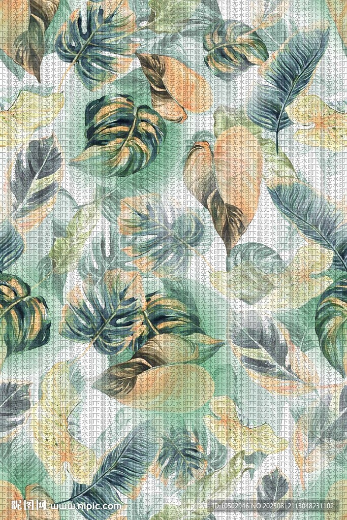 水彩风热带植物图案背景