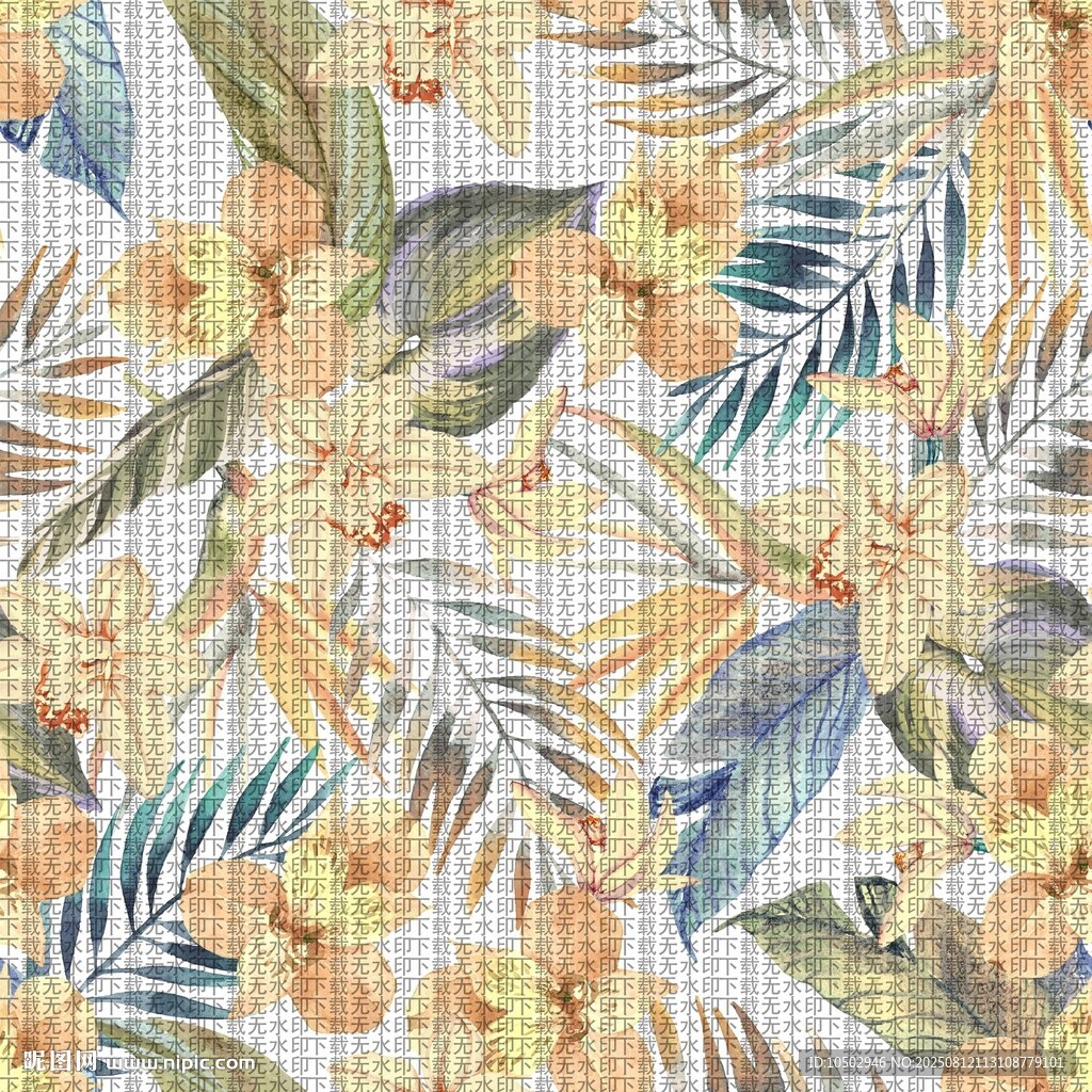 热带花鸟植物图案纹理