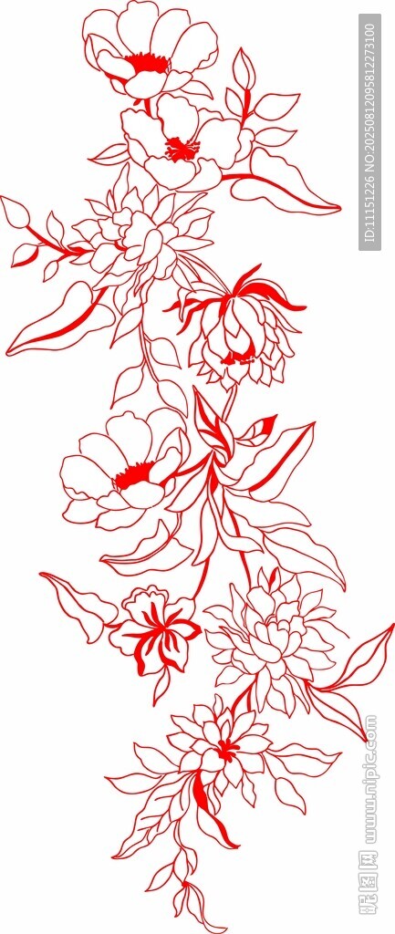 花素材线条花描绘花牵牛花图案设