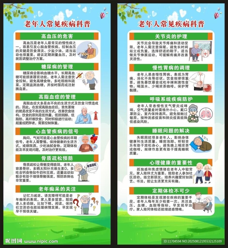老年人常见疾病预防知识展架