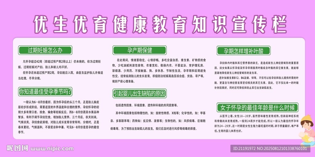 优生优育健康教育知识宣传栏