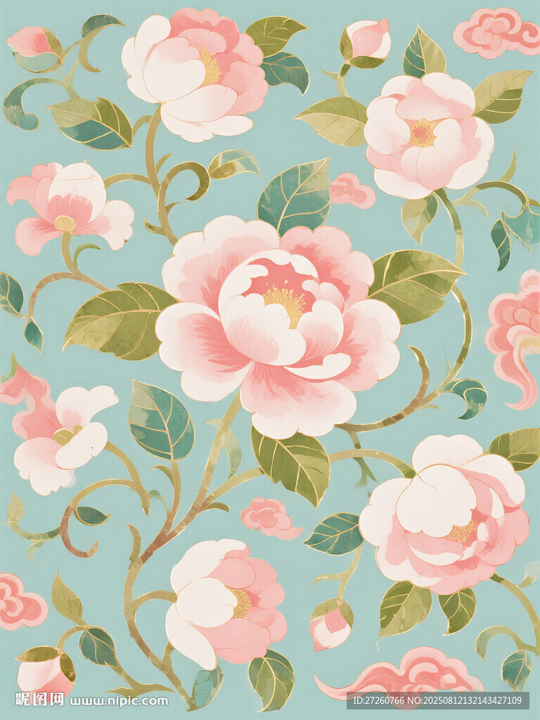 粉色花卉图案背景纹理