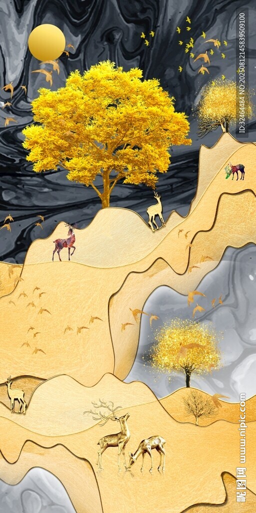 梦幻沙漠中的金色奇景
