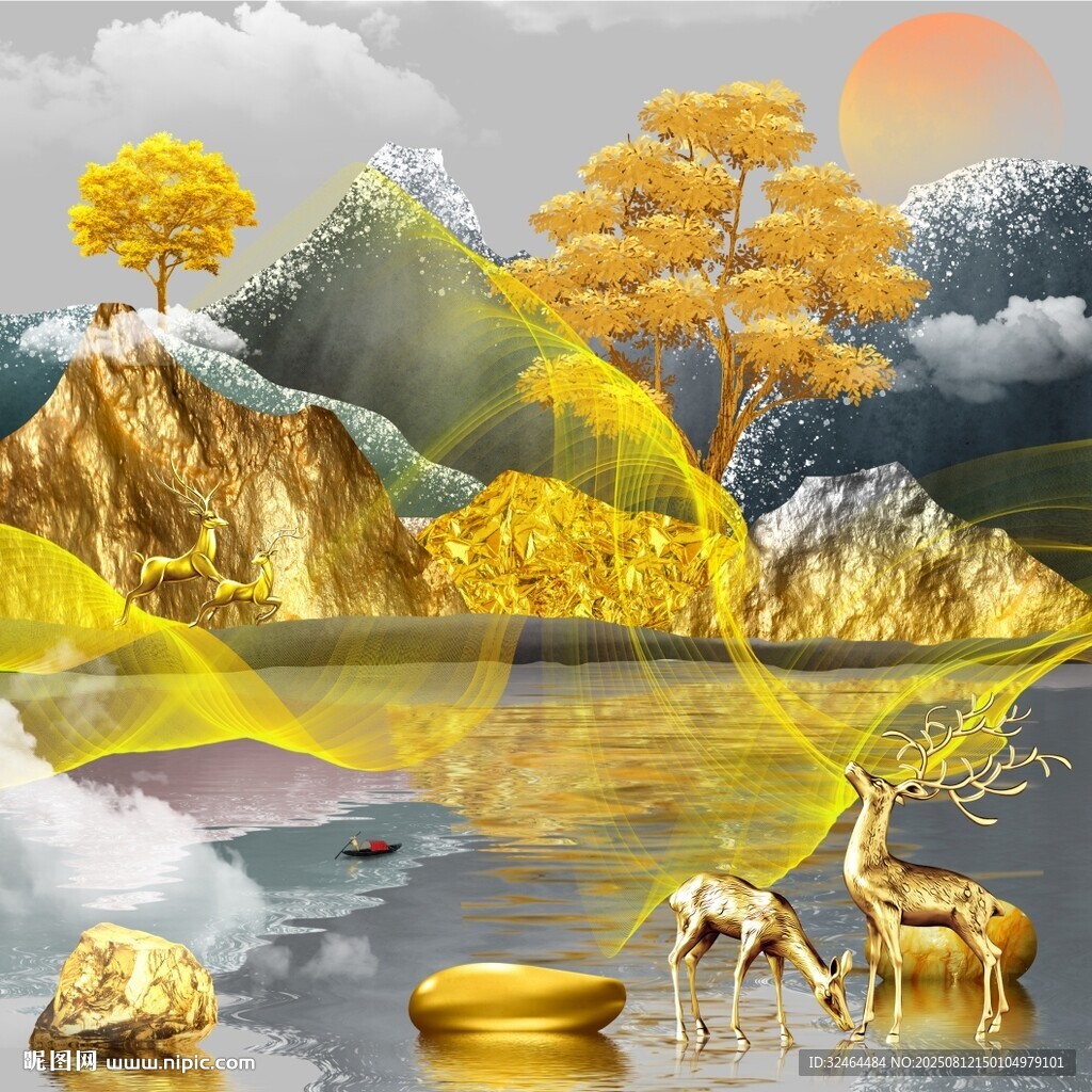 麋鹿金山发财树