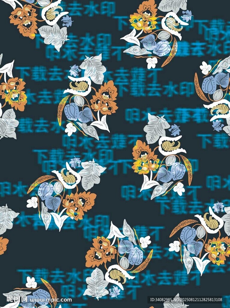 复古花卉图案纹理背景