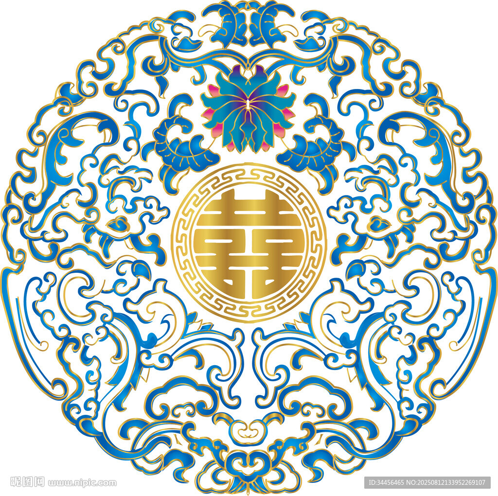 中式传统团花纹饰图案