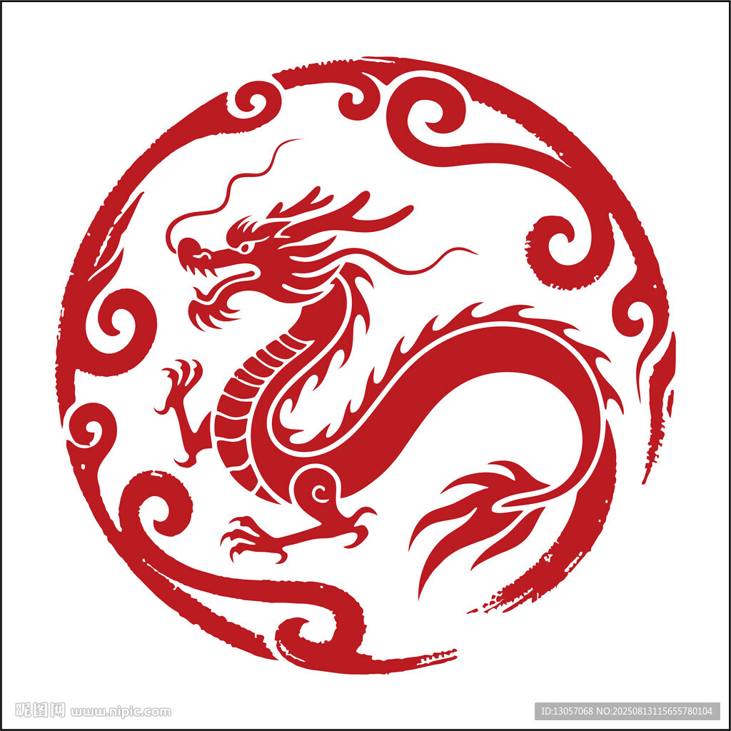 中式红底龙纹精美图案