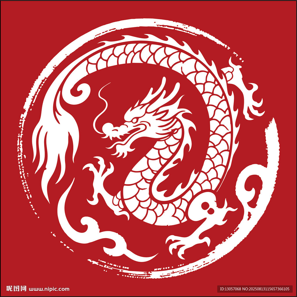 中国风红色龙纹图案