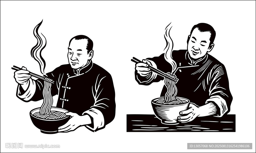男子惬意享用热乎美食
