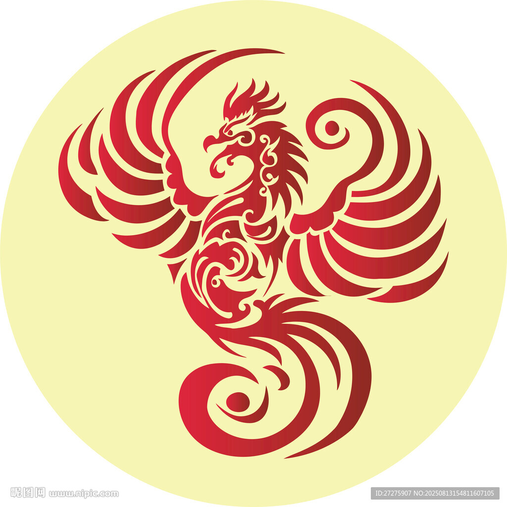 圆形凤凰图腾图案