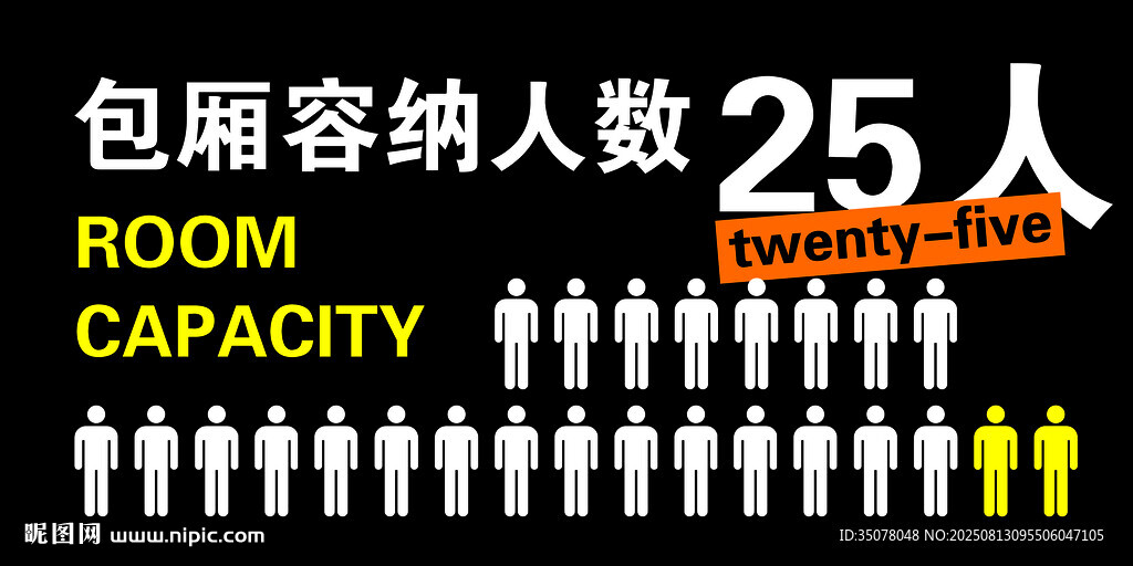 包厢容纳25人信息标识