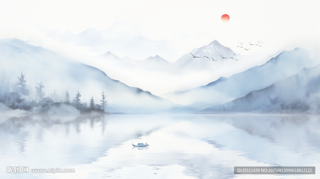 意境水墨山水画