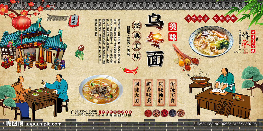乌冬面背景墙