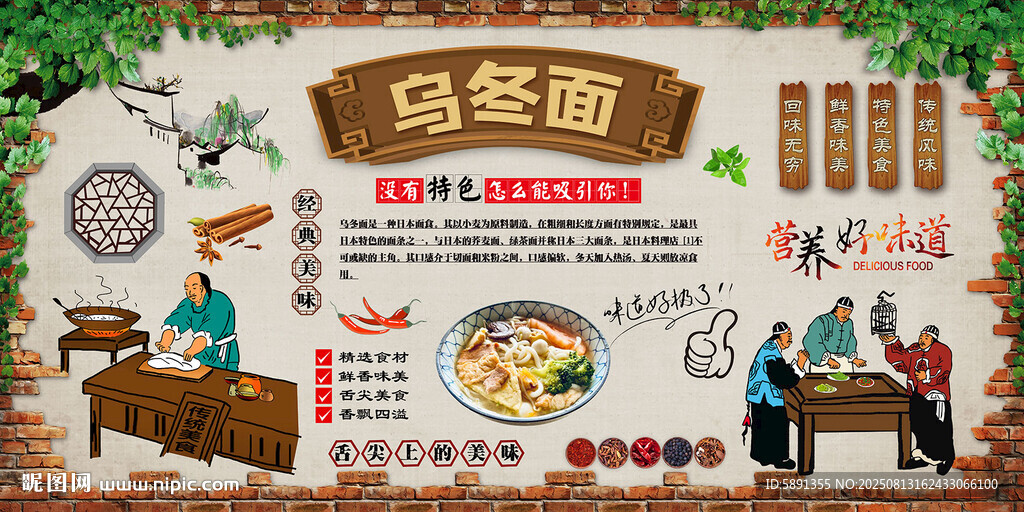 乌冬面背景墙