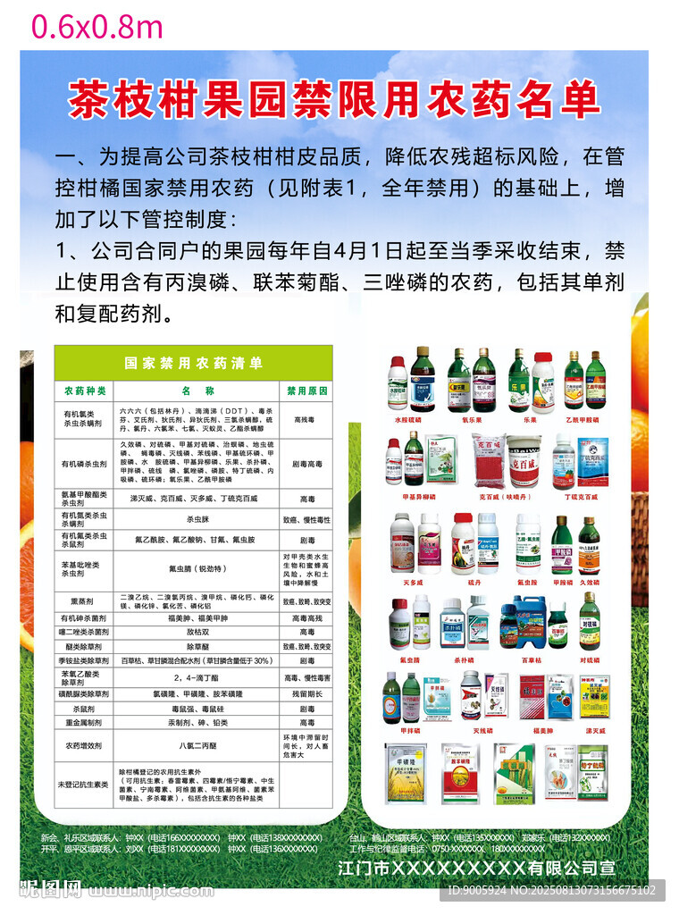  茶枝柑果园禁限用农药名单