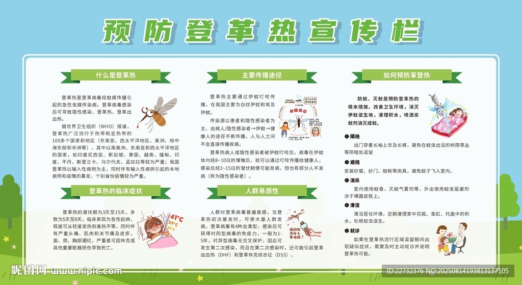 夏季预防疾病登革热与防蚊展板