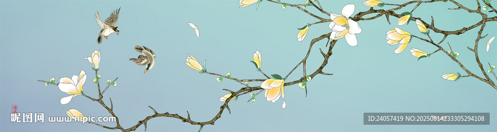 玉兰花鸟画
