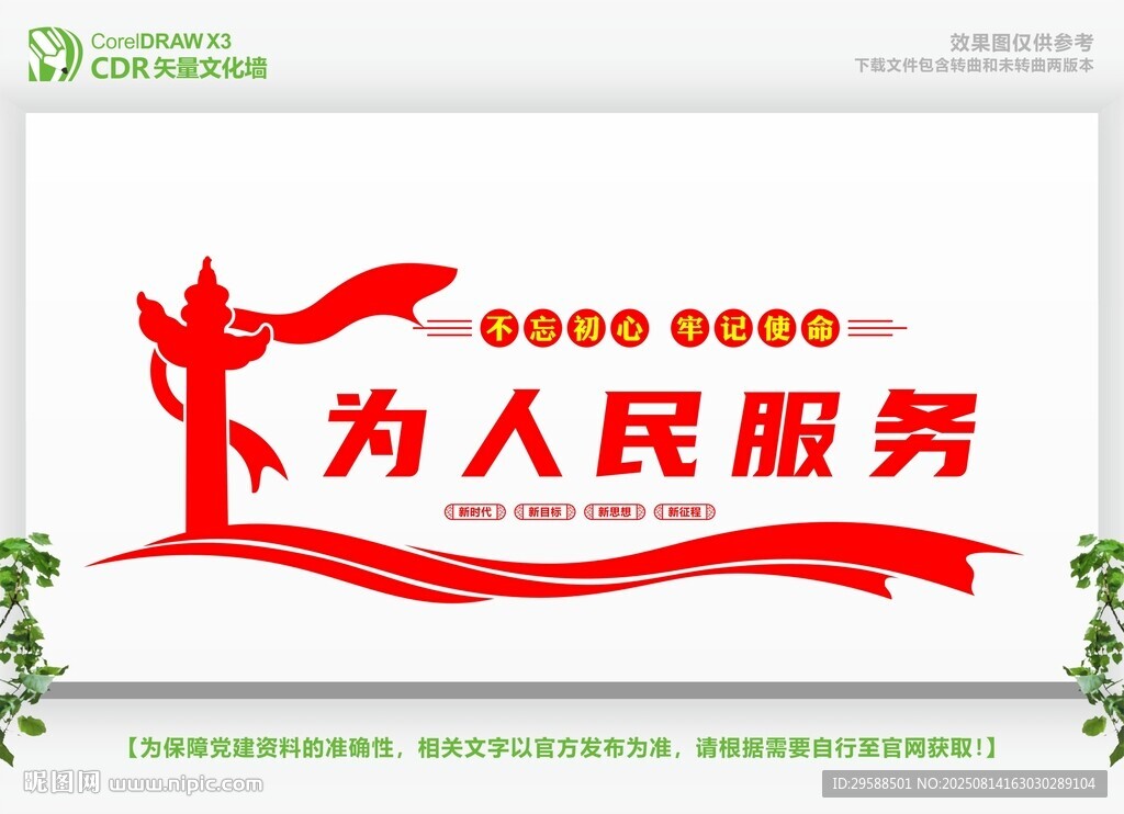 为人民服务党建文化墙