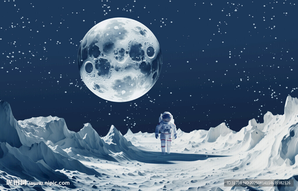 宇宙月球星空背景墙