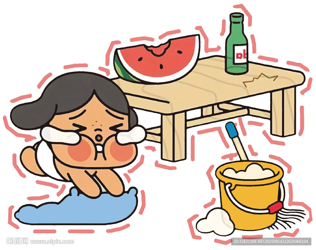 女孩夏日躺地纳凉场景