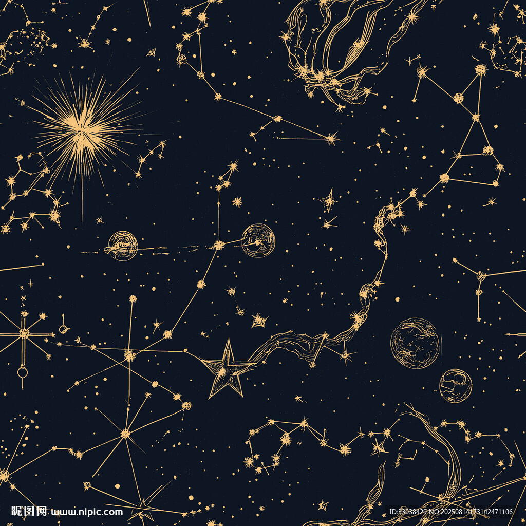 梦幻星空金色宇宙图案