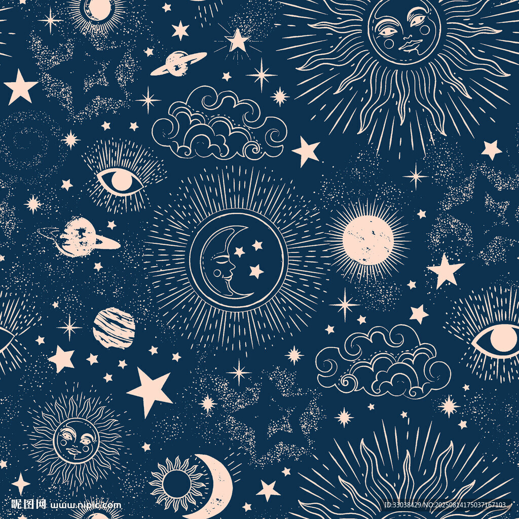 梦幻星空无缝图案背景