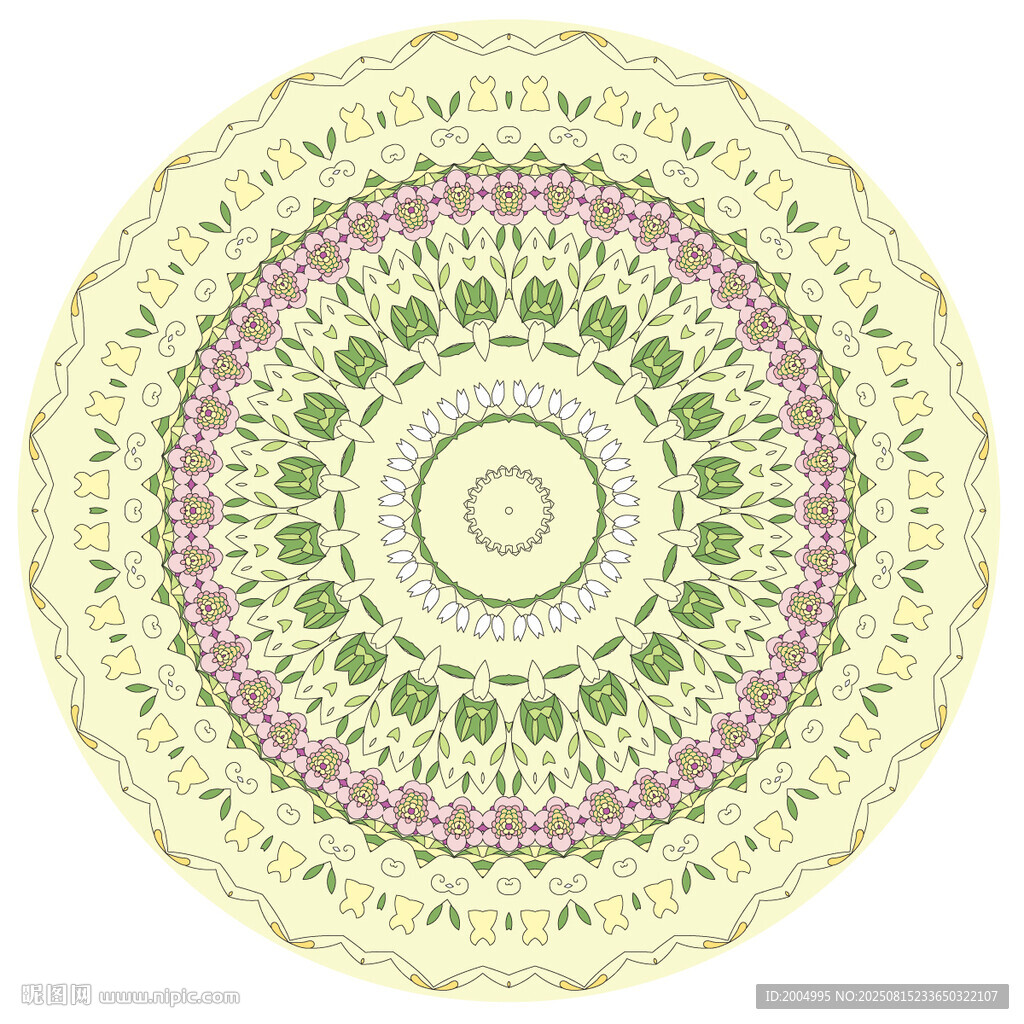 精美圆形曼陀罗花纹图案