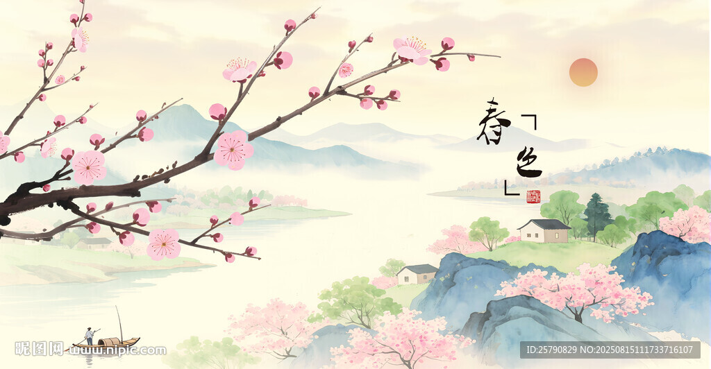 春日山水间的烂漫桃花