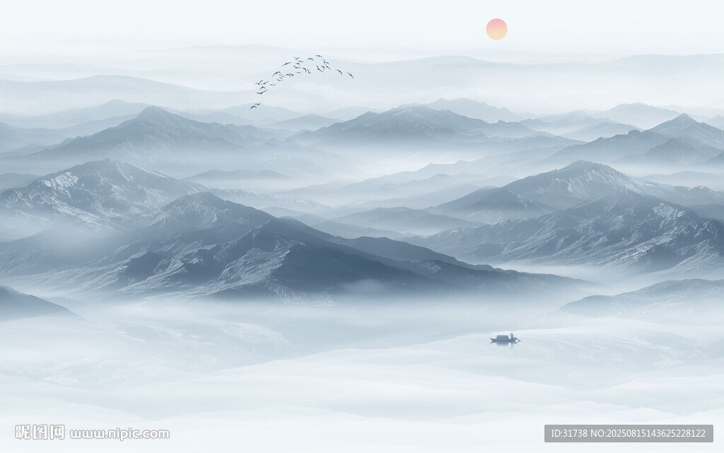 远山近水水墨风景