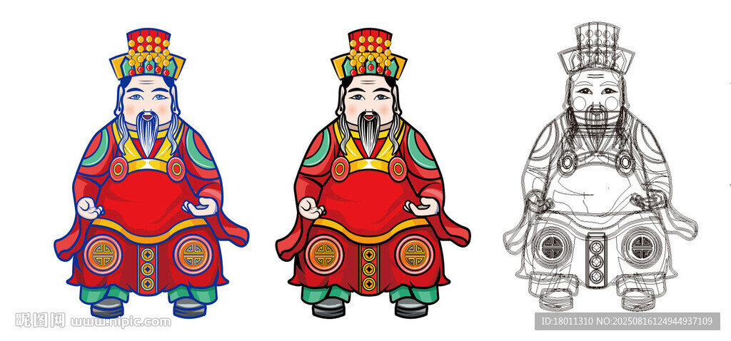 传统潮汕老爷神像 中式福禄寿神