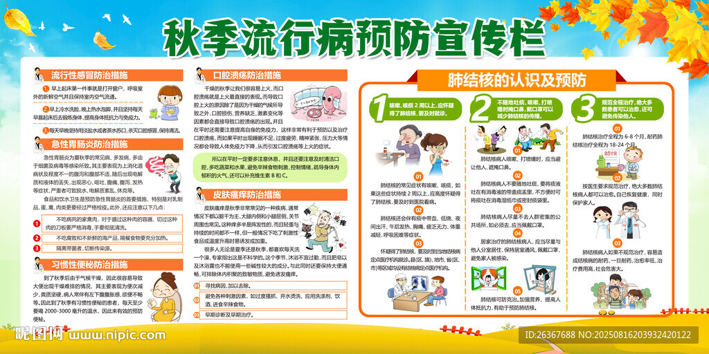 秋季健康教育知识展板