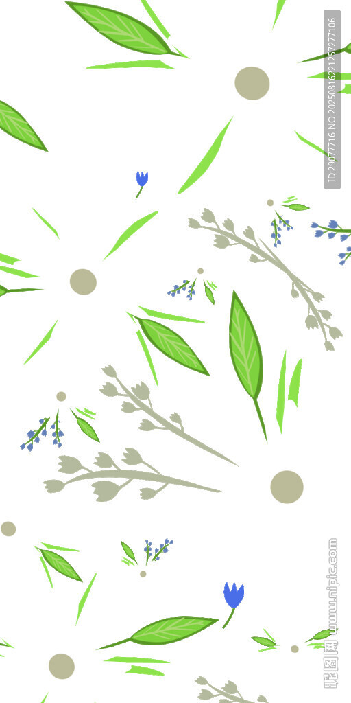 清新绿叶花卉图案背景