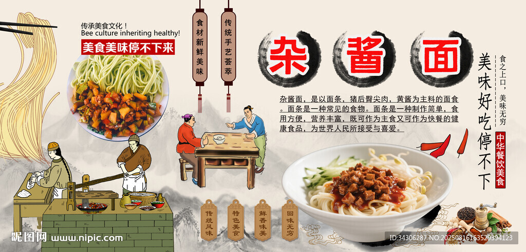 杂酱面背景墙