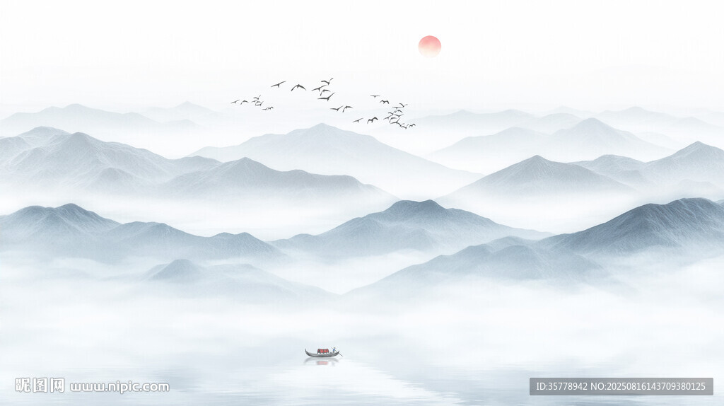 大厅山水画背景墙