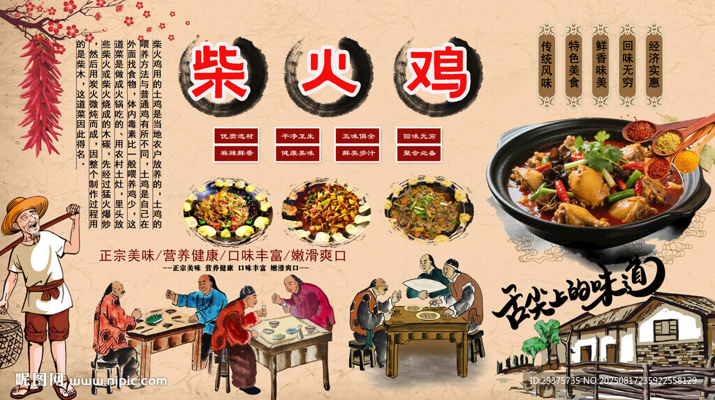 柴火鸡背景墙