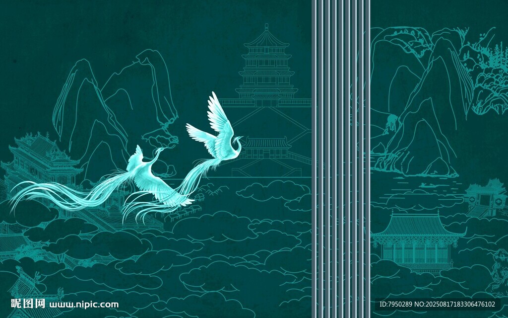 青绿色调飞鸟灵动画面